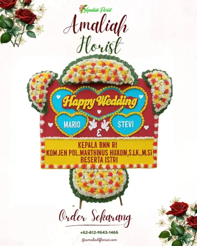 Karangan Papan Bunga Pernikahan di Siranindi